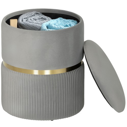 Homcom round pouffe - homcom, storage