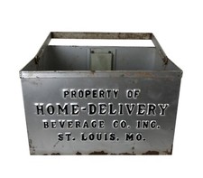 Vintage Aluminum Metal Soda Milk Bottle Crate Home Delivery Beverage St Louis MO