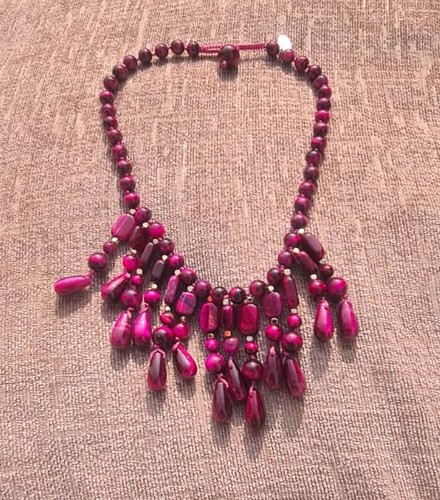Lola rose gem stone necklace - rose,