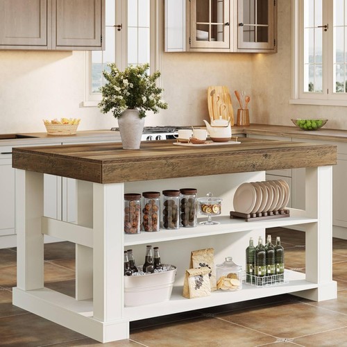 Kitchen island with - 3, shelves