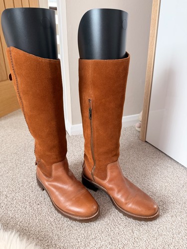 Joules knee length boots tan - length,
