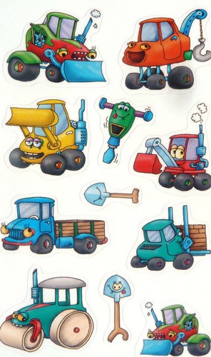 Digger stickers childrens card - digger,