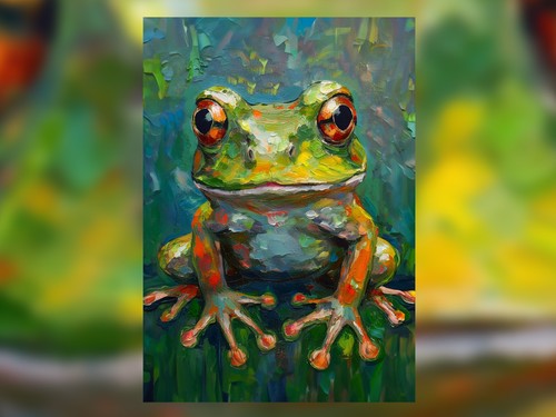 Colorful frog sitting a - frog, on