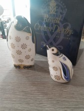 Royal Crown Derby Collectors Guild X2 Penguins Snowflake & Aura 1 Box Vgc