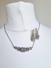Amethyst & Marcasite Silver Art Nouveau Style Set