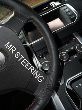 FOR ROVER 75 MG ZT 98-05 BLACK LEATHER STEERING WHEEL COVER BROWN DOUBLE STITCH