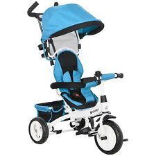 HOMCOM 6 in 1 Kids Trike, Stroller with Parent Handle, Blue