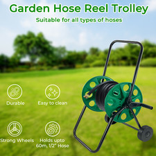 Garden Hose Reel Trolley 60M Portable Water Pipe Free Standing Hose Cart
