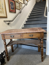 French Wash Stand Red Marble Top 19th Century Antique with Two Drawers