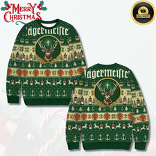 2025 Christmas Gift Sale!! Green Jagermeister Elk Christmas Ugly Sweatshirt