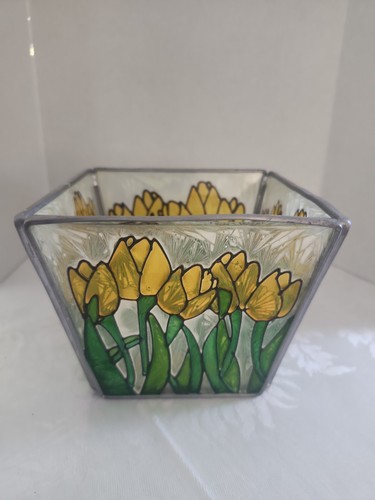 Hand painted floral stained - hand,