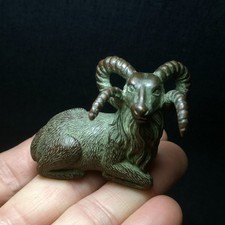 2.3 Inch Signed Old Chinese Bronze Carving Sheep Figurine Statue Paperweight