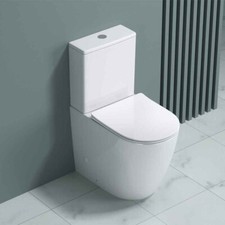 Toilet Pan Comfort Height Close Coupled Cistern Ceramic Rimless+ Soft Close Seat