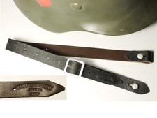CHINSTRAP GERMAN WW2 HELMET "GUSTAV REINHARDT BERLIN 1937" brown leather,...
