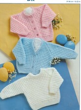 2142 Prem Baby Boy Girl DK Cardies  Sweater 12-22" Vintage Knitting Pattern Copy