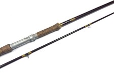 Hardy Fibalite 9' 6" 2 piece brown hollow glass fibre spinning rod salmon pik...