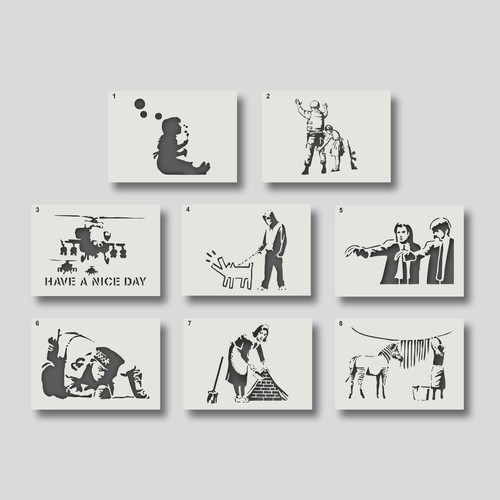 Banksy stencils for wall art - stencils,