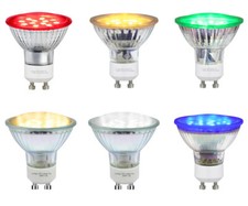 Red Blue Green Yellow GU10 LED Colour LED Light Bulbs Lamp Coloured LEDs 