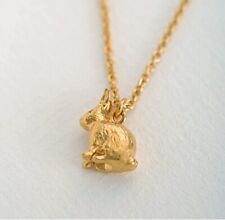 Alex Monroe Sitting Bunny Rabbit Silver Gold Plated Pendant Necklace RRP £150