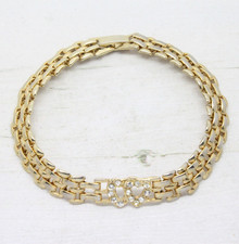 Vintage 1980s Gold Tone Panther Watch Link 5 Row Heart BRACELET Jewellery
