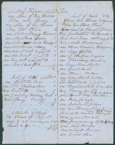 1850 farm inventory horses - farm,