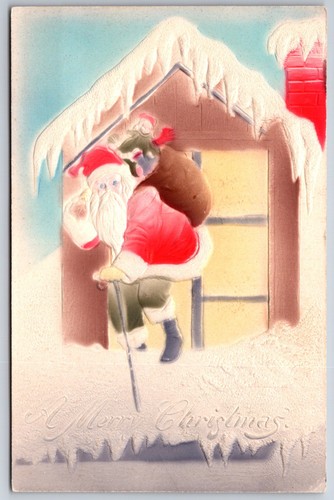 Christmas santa leaves house - christmas, santa~leaves