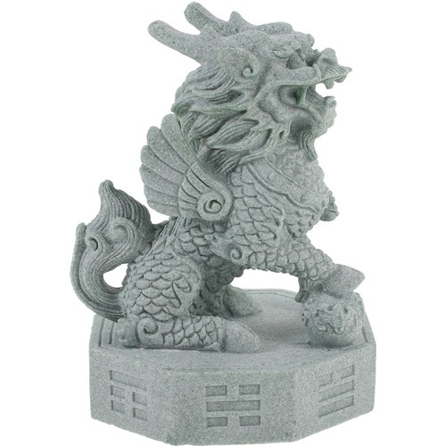 Grey sandstone kylin sculpture - grey,