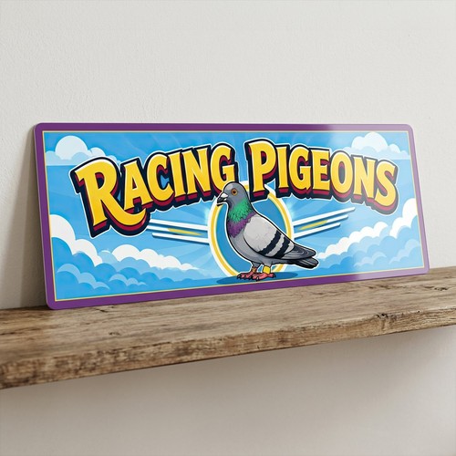 Racing pigeons metal 28cm sign - metal,