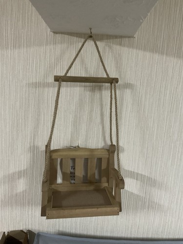 Wooden hanging bird seat - hanging,