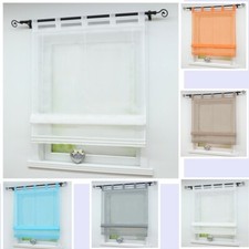 Roman Curtains Blind Window Net Curtain Sheer Liftable Tab Top Voile w/ Loops