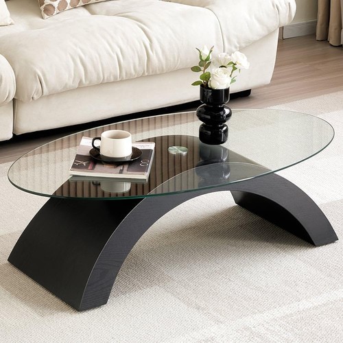 Oval clear glass coffee - oval, table