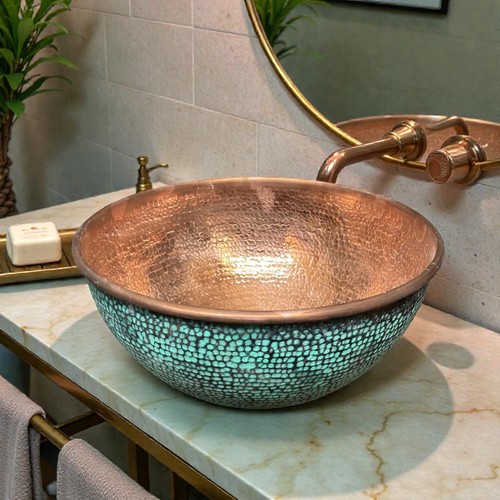 Handmade green patina copper - green,