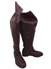 DUO Women's Over the Knee Boots Size 5 Purple 35cm Calf Cross Buckle Zip Used F1