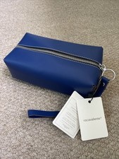 Leather Blue Zipped Wrist Bag with Carrying Handle, Spain NEW with tags