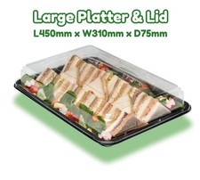$50x Large Plastic Sandwich Platters With Lids-Ideal for Party Food, Cake Buffet