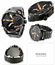 NEW DIESEL MENS WATCH DZ7312 MR BIG DADDY 2.0 57MM XL BLACK & ROSE GOLD GENUINE