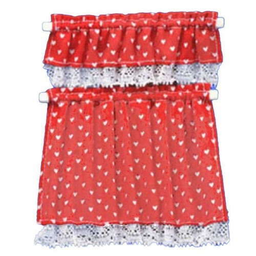 Dolls house red white hearts - house,