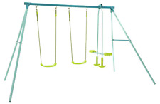 TP Toys Kids Double Swing Set With Glide Ride | Outdoor Playset 4 Seater Garden