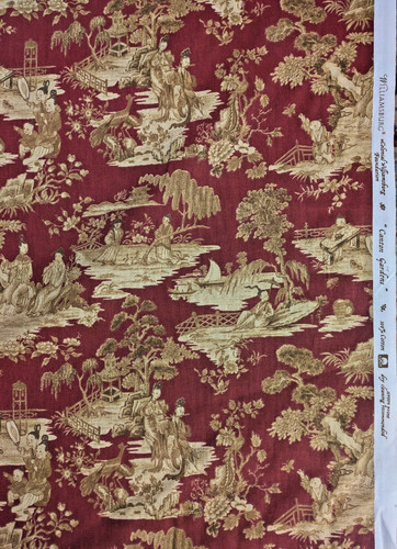 Red gold toile fabric 55 - gold, 55"x