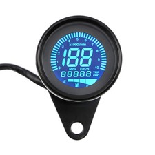 Black LCD Digital 12V Universal Motorcycle Gauge Speedometer Tachometer Odometer