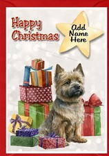 Cairn Terrier Dog Christmas Card. Front of card can be personalised