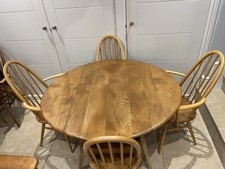 Ercol dropleaf table (384) Light & 4 Quaker Chairs (365), Good Condition, Gold