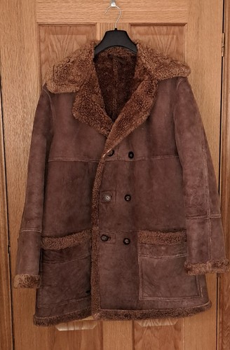 Men vintage sheepskin coat - men's,