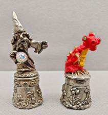 Wizard and Red Dragon Pewter Fantasy Thimbles - Set of 2 - Warwick Models