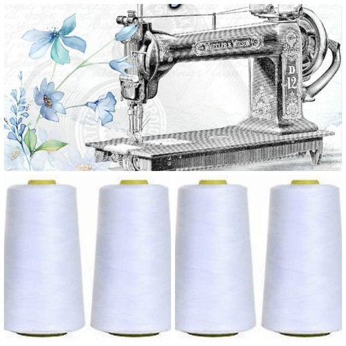 White overlocking sewing - white,