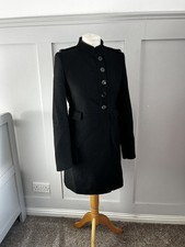 ZARA BASIC Black Military-Style Wool Blend Coat – Size M Autumn Stylish 