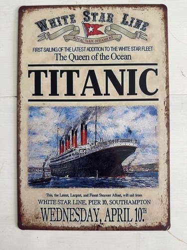 Titanic metal sign white - sign,