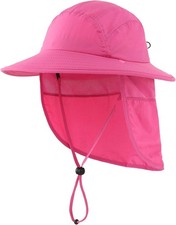 Home Prefer UPF 50+ Boys Sun Hat with Neck Flap Wide Medium-Large, Rose Red 