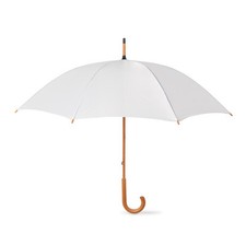 White Wedding Umbrella Crook Wooden Handle Guest Bride 90cm long x 106cm Span