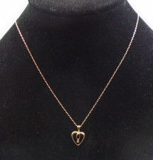9ct Yellow Gold HM Diamond Heart Pendant On 18" Micro Belcher Chain